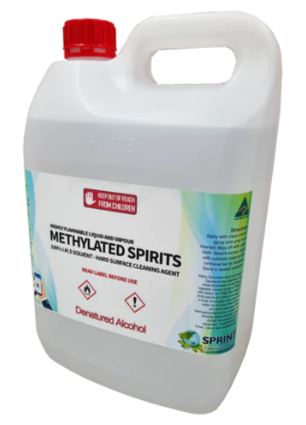 Methylated Spirits 5L Ozi Hygiene And Packaging   12.1.9 