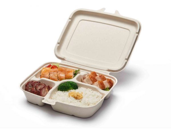 Pulp 3-Comp Square Hinged Container