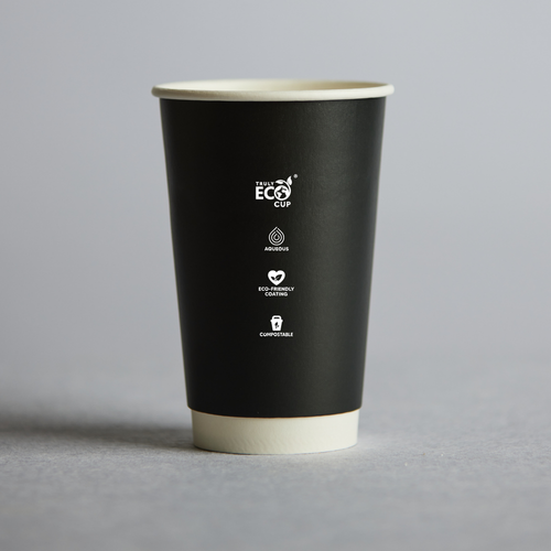 Black Smooth Double Wall Coffee Cup 16oz
