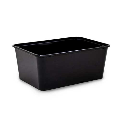 Rectangular Black Plastic Container 1000ml - Ozi Hygiene and Packaging